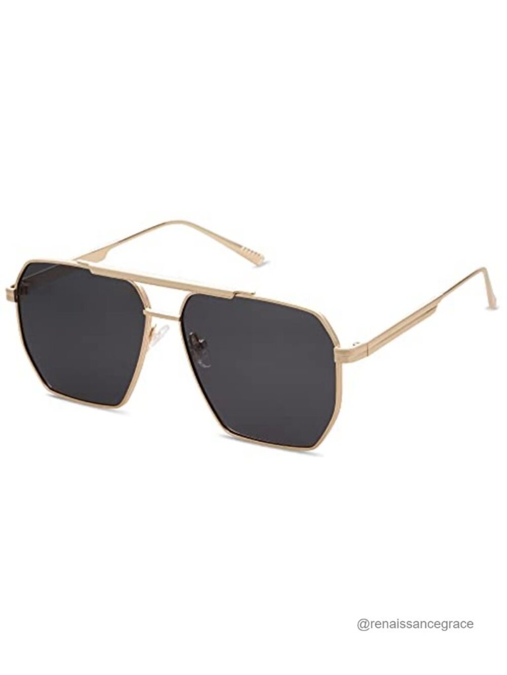 Oversized Square Polarized Sunglasses Stainless Steel Metal Frame UV400